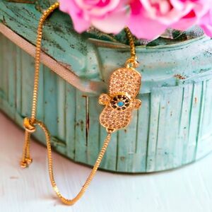 Gold Adjustable Bracelet With Diamonds